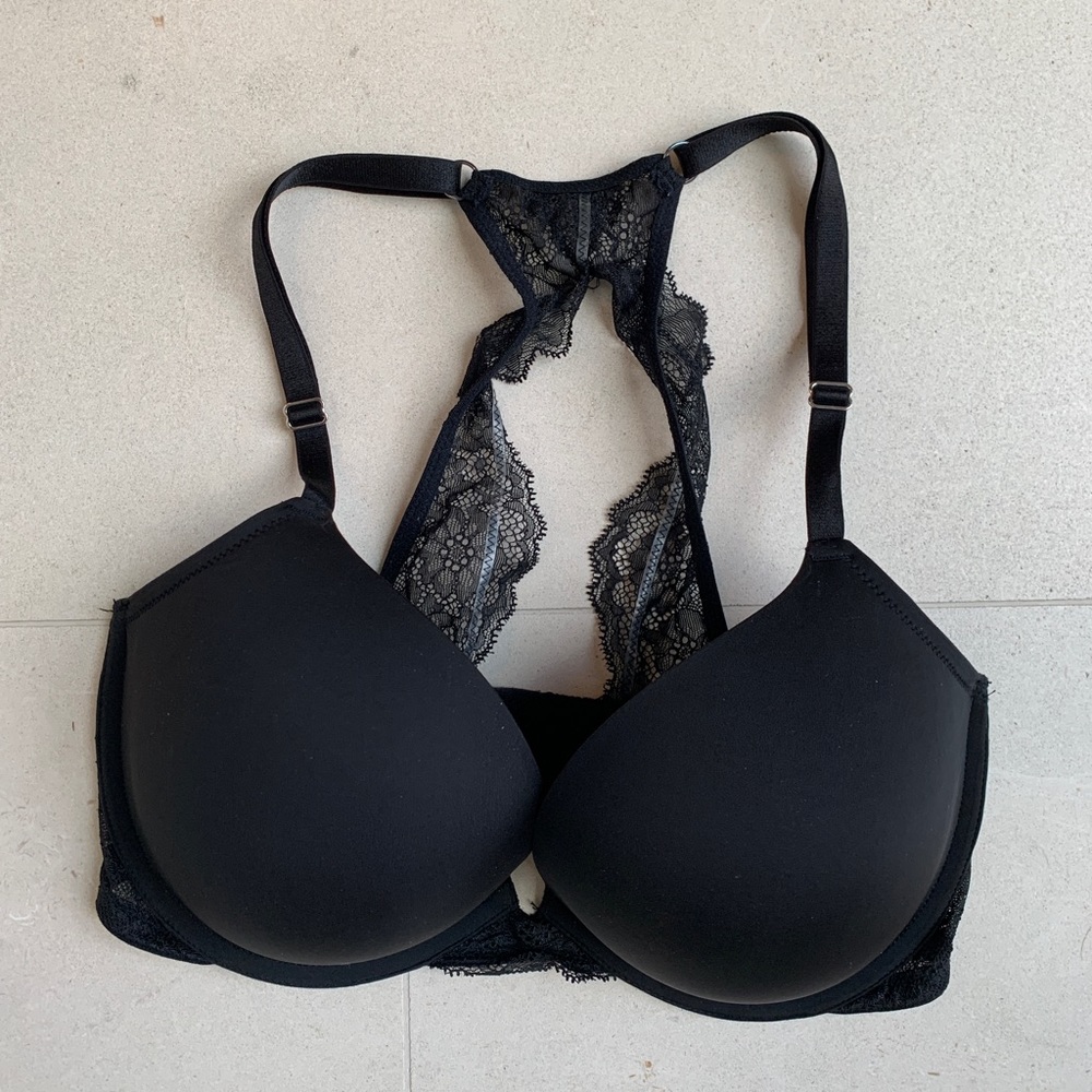 Victoria's Secret Black Lace Racerback T-Shirt Bra
